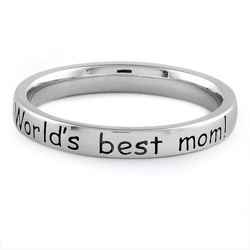 Sterling Silver "World's best mom!" Ring