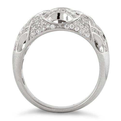 Sterling Silver Woven Pave CZ Ring