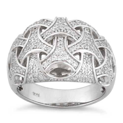 Sterling Silver Woven Pave CZ Ring