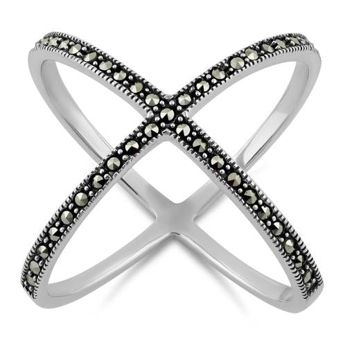 Sterling Silver X Marcasite Ring