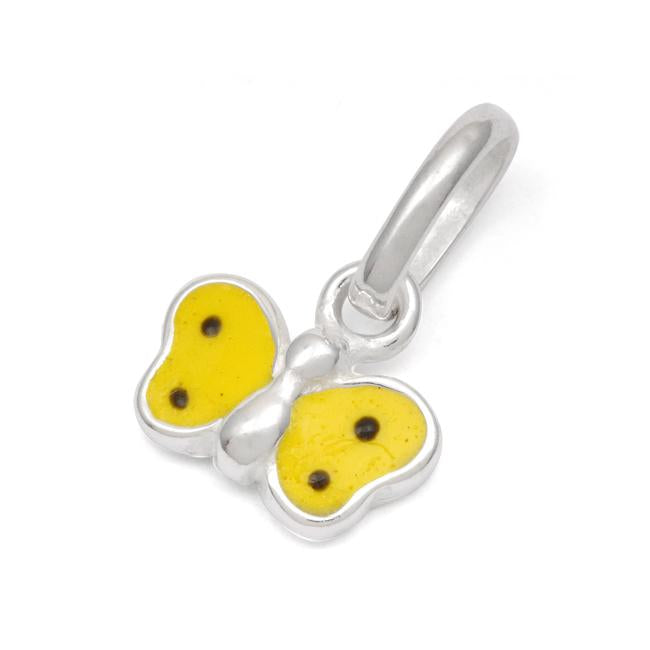 Sterling Silver Yellow Enamel Butterfly Small Charm