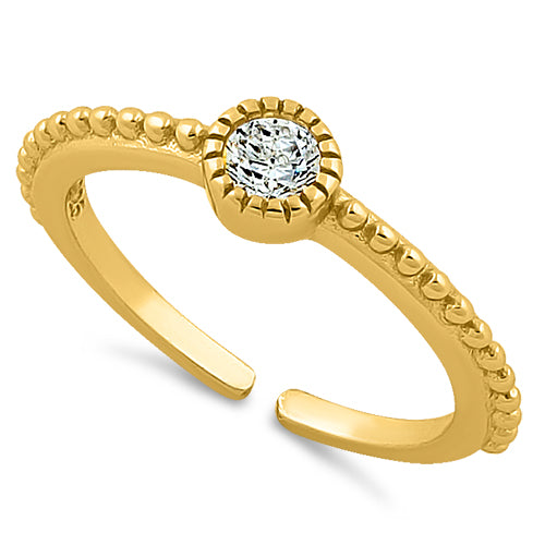 Sterling Silver Yellow Gold CZ Toe Ring