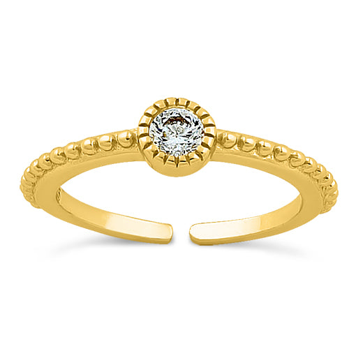 Sterling Silver Yellow Gold CZ Toe Ring