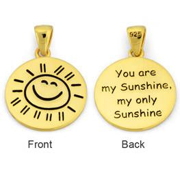 Sterling Silver Gold Plated "You are my Sunshine my only Sunshine" Pendant