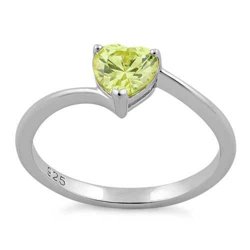 Sterling Silver Yellow Heart CZ Ring