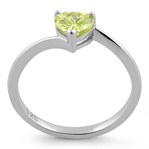 Sterling Silver Yellow Heart CZ Ring