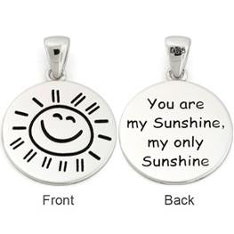 Sterling Silver "You are my Sunshine my only Sunshine" Large Pendant