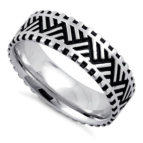 Sterling Silver Zig Zag Pattern Ring