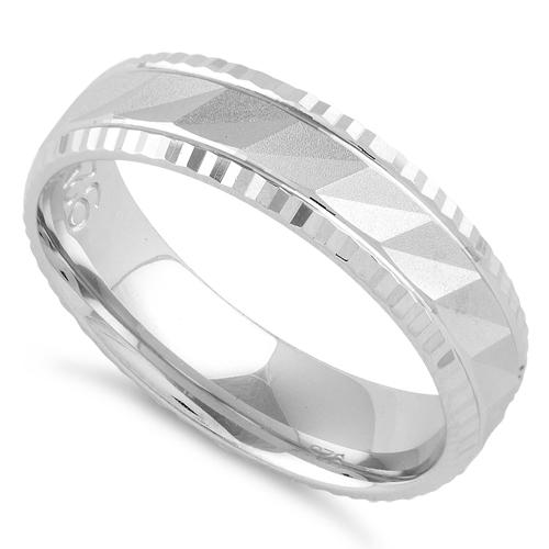 Sterling Silver Zig Zag Wedding Band Ring