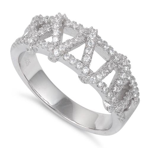 Sterling Silver Zigzag CZ Ring
