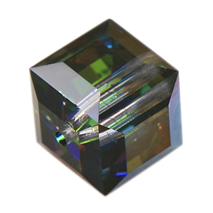 Swarovski Beads 5601 Cube, 6MM, Crystal Vitrail Medium B - Pack of 4