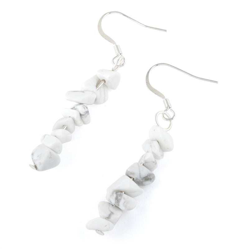 White Howlite Chips Dangle Earrings