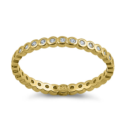 Yellow Gold Eternity Stackable CZ Ring