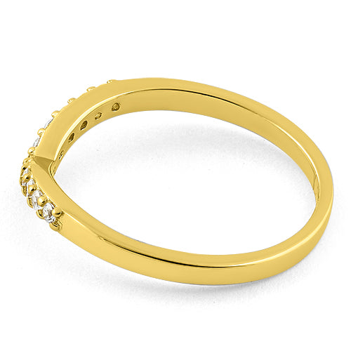 Yellow Gold Plated Pointed V CZ Ring